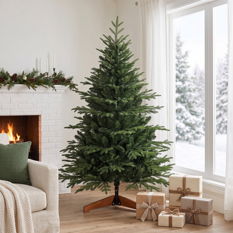5ft Christmas tree with pine wood stand – image 8