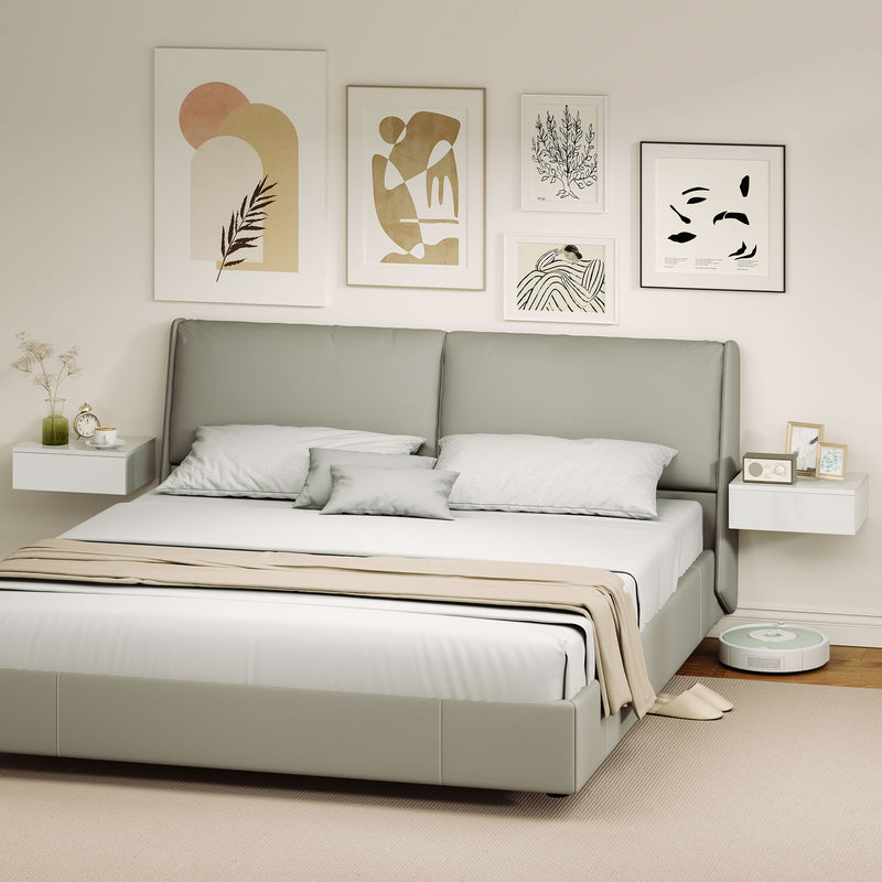 High gloss floating bedside tables – image 8