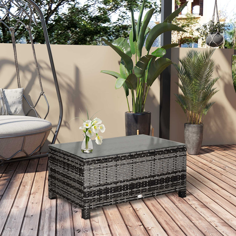 Mixed grey rattan coffee table – image 2