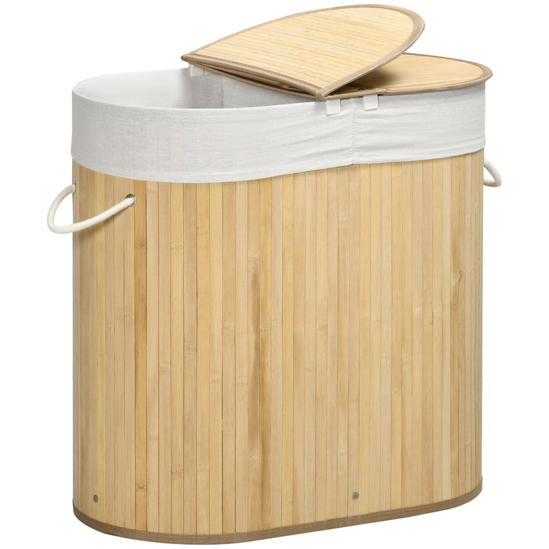 Two-section bamboo laundry basket – image 10
