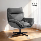 Accent Chair with 360 Swivel Armchair for Living Room with Padded Cushion Dark Grey