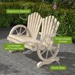 Outsunny Fir Wood Love Seats with Wheel-Shaped Armrests, Large Load-Bearing Chair, Natural Wood Finish – view 4