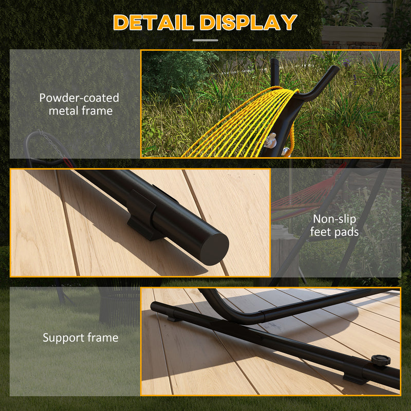 Outsunny 9.4ft Hammock Stand with Side Tray Stand, Steel Frame Hammock Net Stand, for String-style, Brazilian-style – view 7