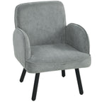 Lounge Chair Velvet Upholstered Armchair with Spring Cushion for Living Room Bedroom Grey