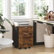 HOMCOM Two-Drawer Lockable Filing Cabinet - Black and Rustic Brown – view 10