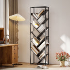 10 Shelf Industrial-Style Bookshelf - Black/Grey