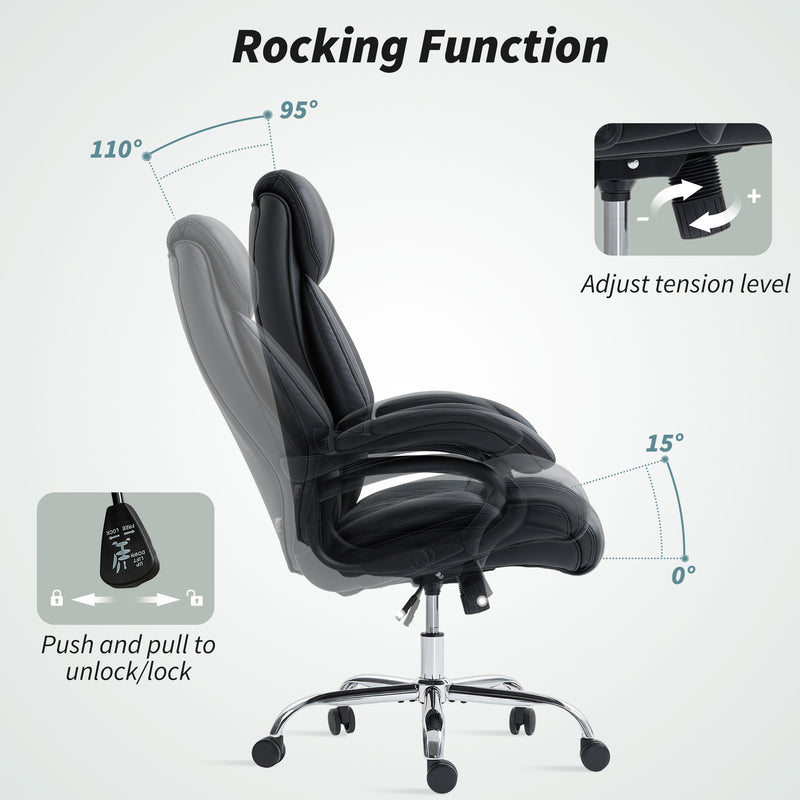 HOMCOM Executive Office Chair with Spring Padding - Black – view 6