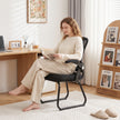 HOMCOM Office Chair, Ergonomic Desk Chair No Wheels with Mesh Backrest and Steel Legs for Home Conference Room, Black – view 8