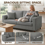 Loveseat Sofa with Wide Seat, Corduroy 2 Seater Couch with Deep Seat, Spring Cushion, Light Grey