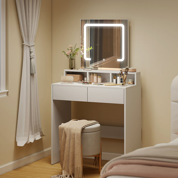 White compact LED dressing table – image 2