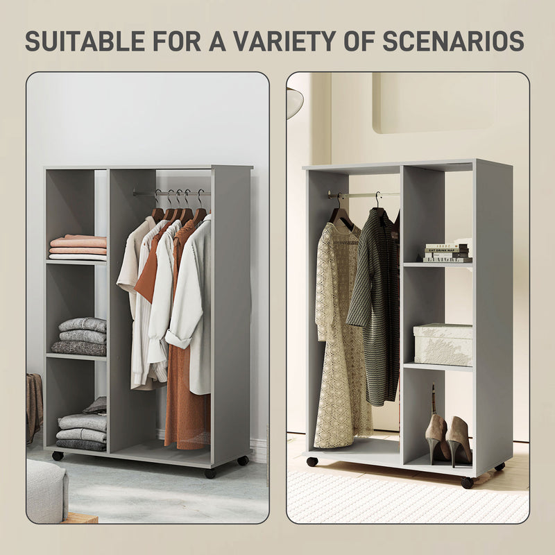 Grey open wardrobe on wheels – image 4