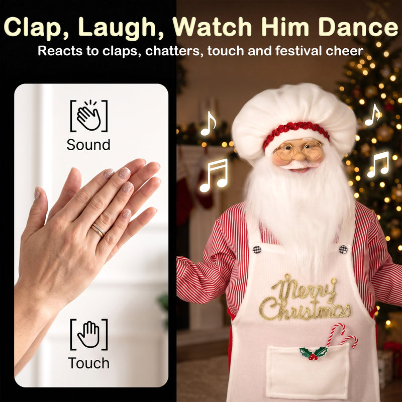 Santa figure shown singing and moving