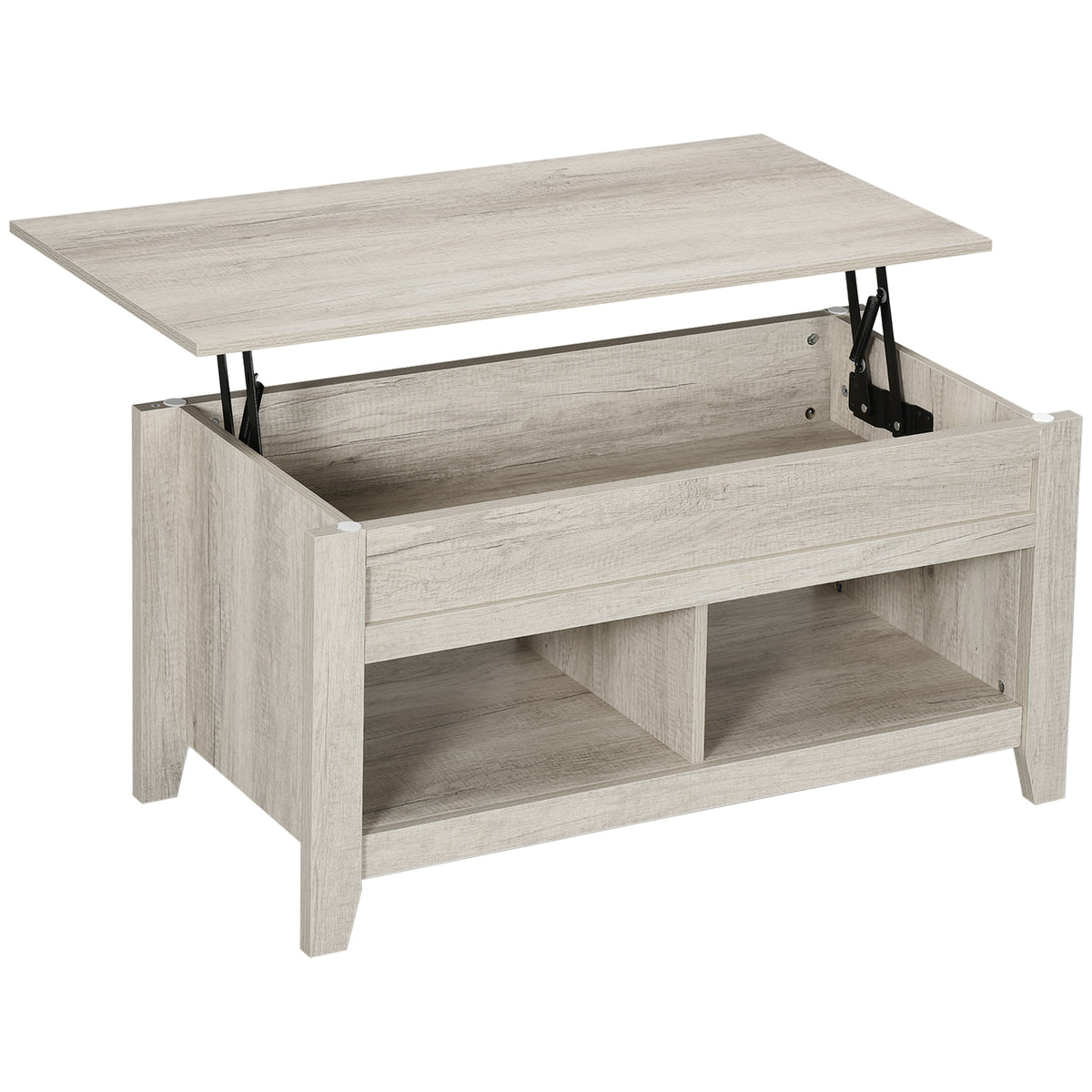 105 cm Lift-Top Coffee Table with Hidden Storage & Shelves – Oak Effect