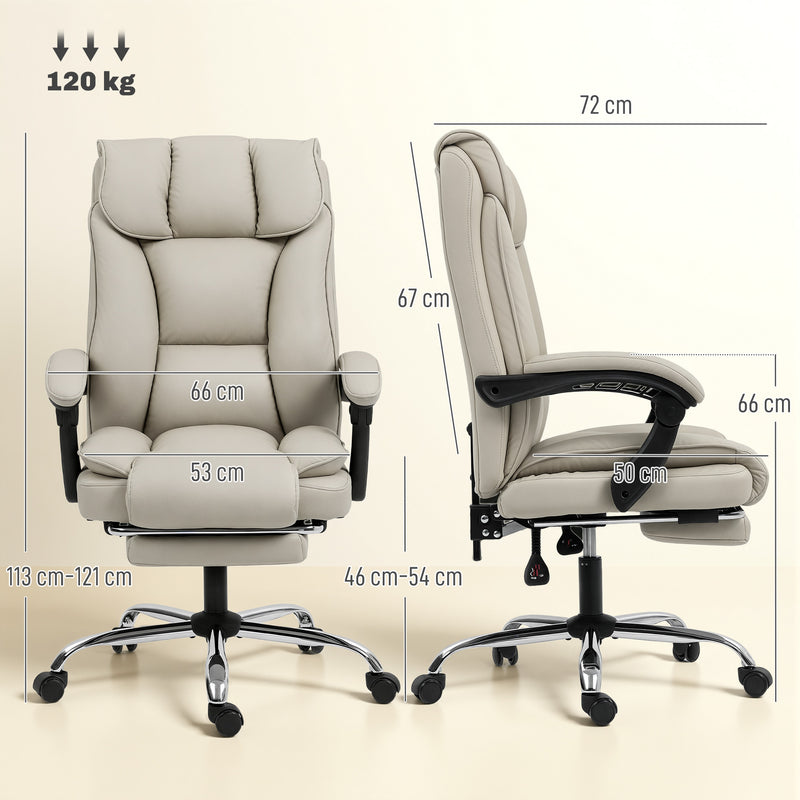 HOMCOM Pet-Friendly Faux Leather Computer Desk Chair, Executive Office Chair with Footrest and Double-Layer Padding – view 3