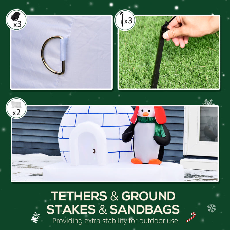 Ground stakes and tether ropes for securing the inflatable