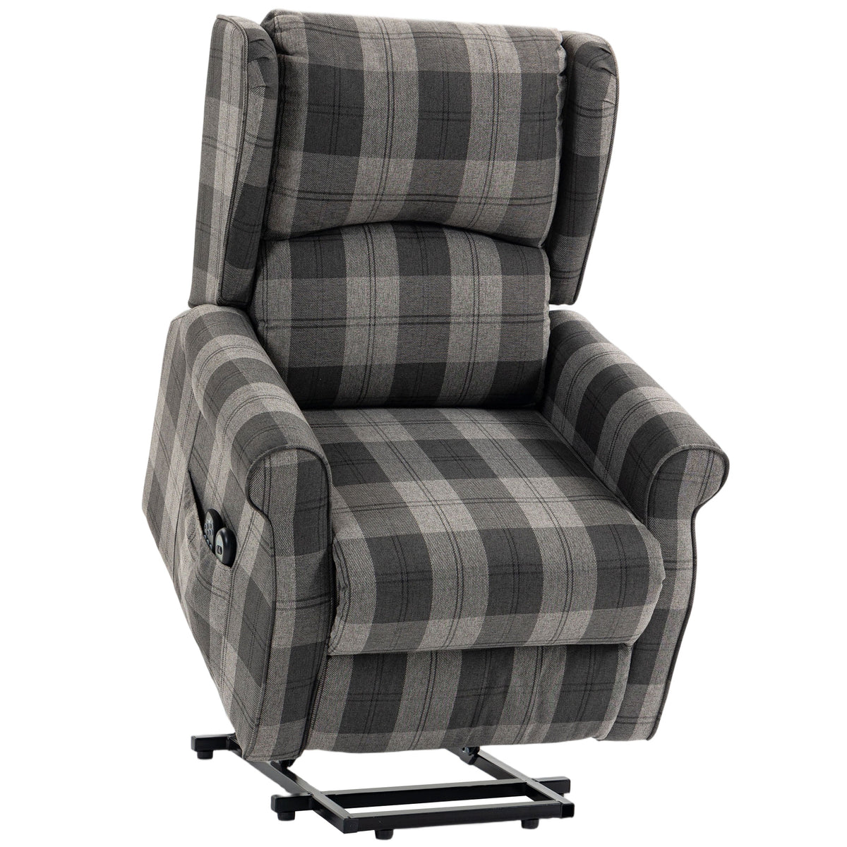 Power Lift Massage Recliner with Heat – Grey Checked Fabric