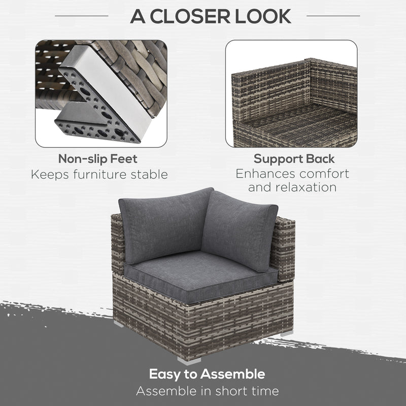 Deep grey rattan corner sofa chair – image 6