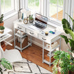 HOMCOM 120cm Computer Desk with Power Outlets, Office Desk Study Table with 3 Fabric Drawers and 4 Storage Shelves – view 2