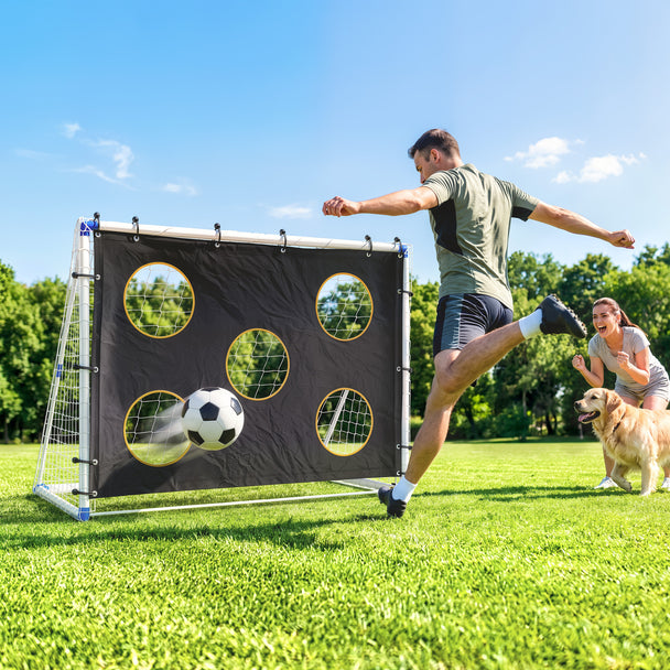 SPORTNOW Football Goal, 183 x 96 x 130 cm Portable Practice Football Net with Target Cloth and PVC ball, Tetoron – view 2