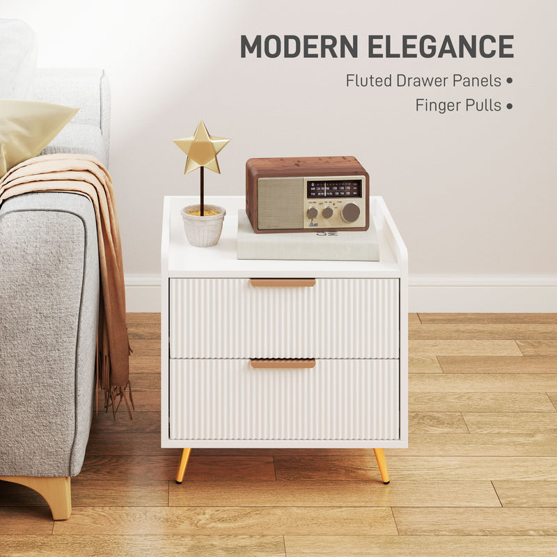 White 2-drawer bedside table – image 4