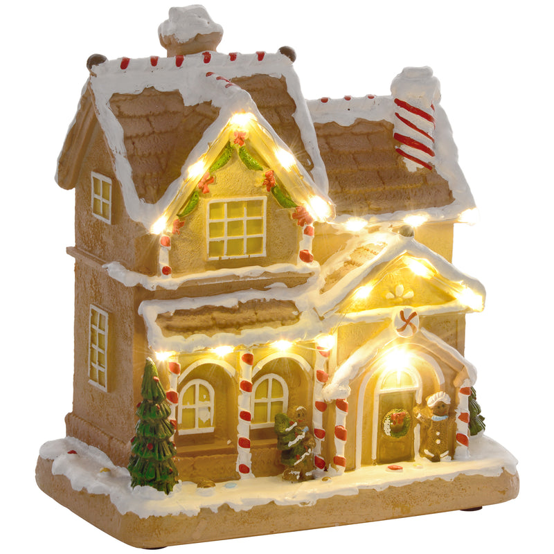 Musical gingerbread house with warm white lights