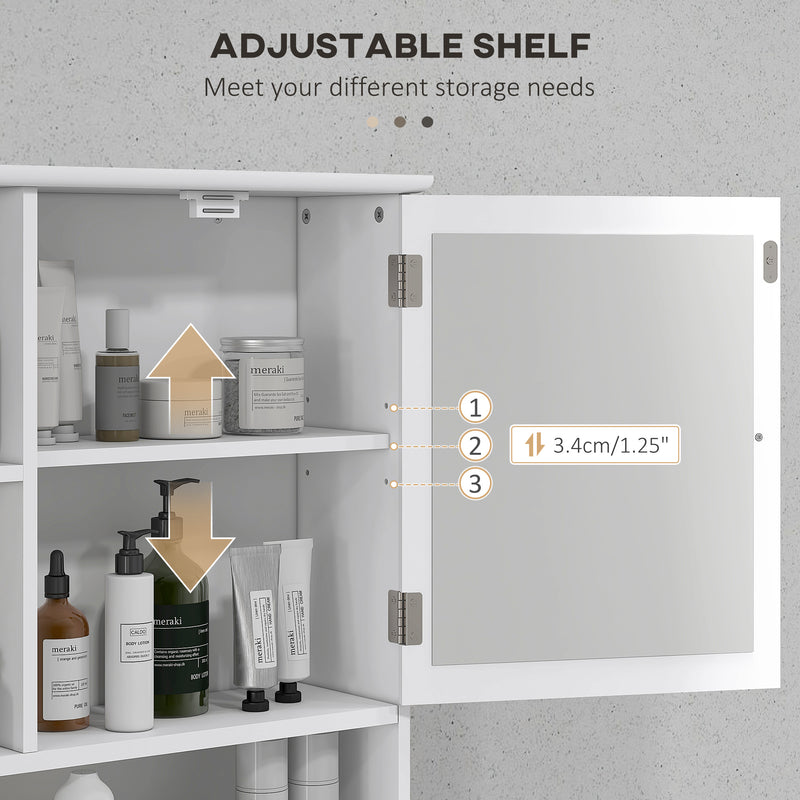 White wall mirror cabinet with open shelves – image 6