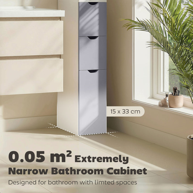 Slim white and grey bathroom cabinet – image 4
