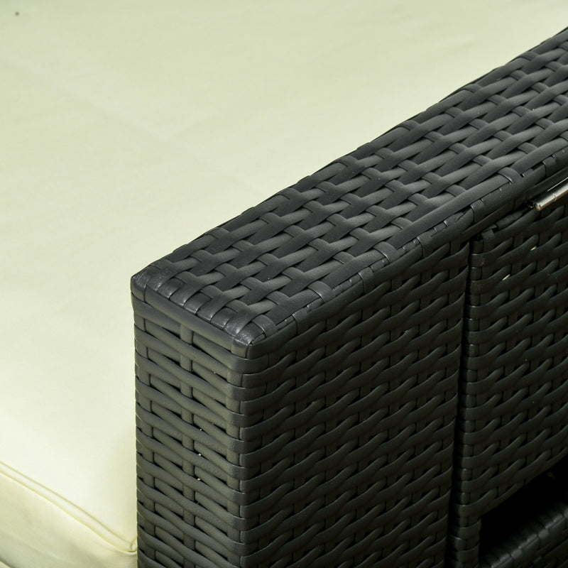 Black reclining rattan lounger set – image 9