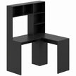 HOMCOM Modern Corner Computer Desk, L Shaped Desk with Monitor Stand and Storage Shelves for Home Office, Bedroom, Black