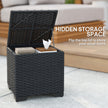Outsunny Set of 2 Rattan Storage Ottoman, Outdoor Footstool with Removable Cushions, Garden Storage Seat for Balcony – view 4