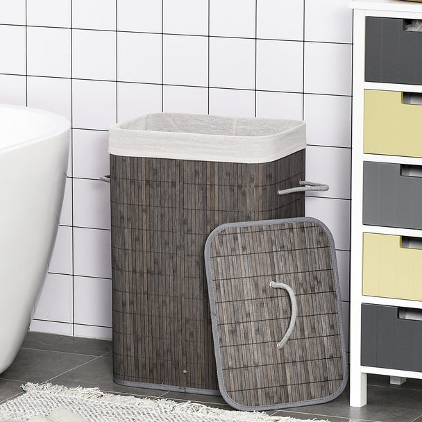 Grey laundry basket with lid – image 2