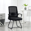 HOMCOM Desk Chair No Wheels, Office Chair with Mesh Back, Lumbar Support, Metal Base for Waiting Room, Conference Room – view 2
