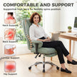 HOMCOM Executive Office Chair, Reclining Desk Chair with Footrest, Adjustable Armrests, Pet Friendly Faux Leather, Green – view 4