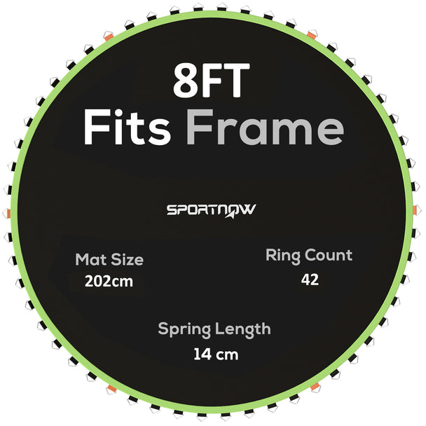 SPORTNOW Trampoline Replacement Mat with Spring Pull Tool, 42 V-Hooks, for 8ft Trampoline using 14cm Springs, Green