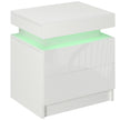 White high gloss bedside table with LED light strip and two drawers