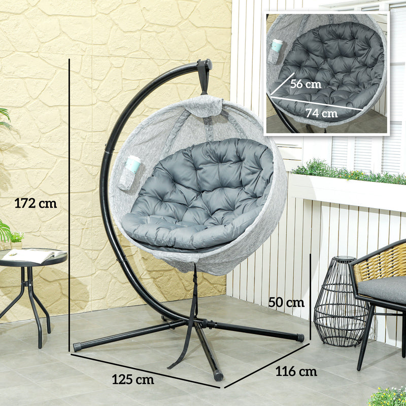 Leaf-pattern hanging egg chair – image 3