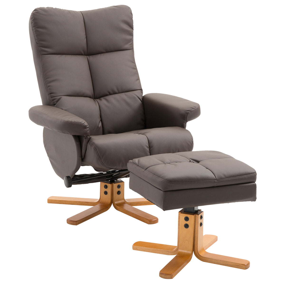145° Swivel Recliner & Storage Footstool – Brown
