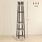 Industrial-Style Four Shelf Coat Stand - Brown/Black