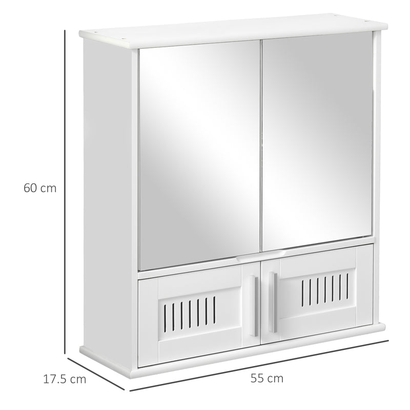White mirror cabinet with vented base – image 3