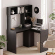 HOMCOM Modern Corner Computer Desk, L Shaped Desk with Monitor Stand and Storage Shelves for Home Office, Bedroom, Black – view 2