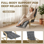 Modern Accent Chair, Leisure Lounge Chair Armchair with Footrest, Plush Cushion, Curved Legs and Arms, Grey
