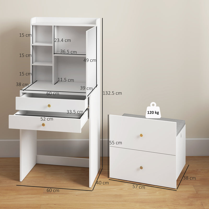 Compact dressing table with stool – image 3