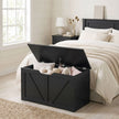 HOMCOM 100L Home Storage Box, with Safety Hinge - Black Wood-Effect – view 2