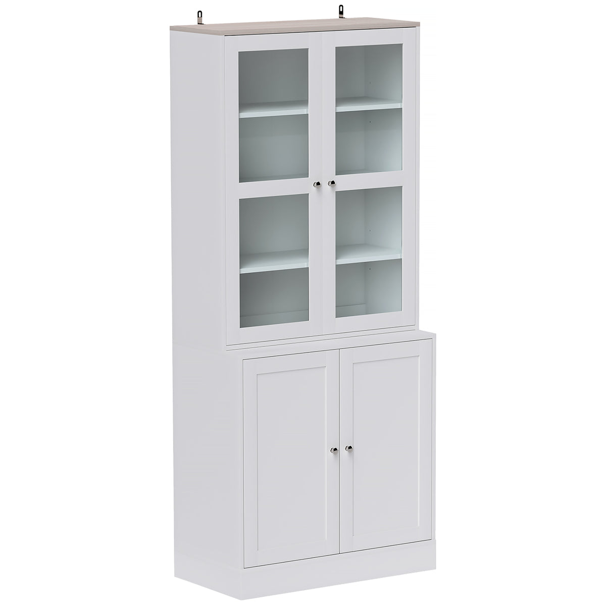 178.5 cm Display Cabinet with Glass Doors & Adjustable Shelves – White