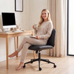 HOMCOM Home Office Desk Chair Height Adjustable Swivel Chair Cross Legged Wide Seat Swivel Wheels Black – view 9