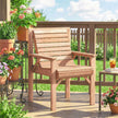Outsunny Wooden Garden Dining Chair, Outdoor Chair Garden Armchair with Curved Seat and Wide Armrests, Natural Wood – view 8