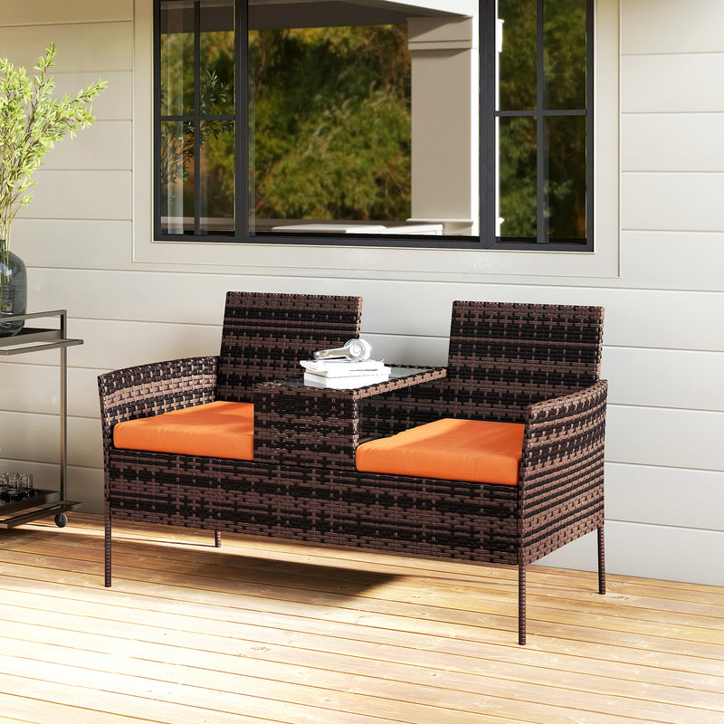 Rattan double chair with middle table – image 10