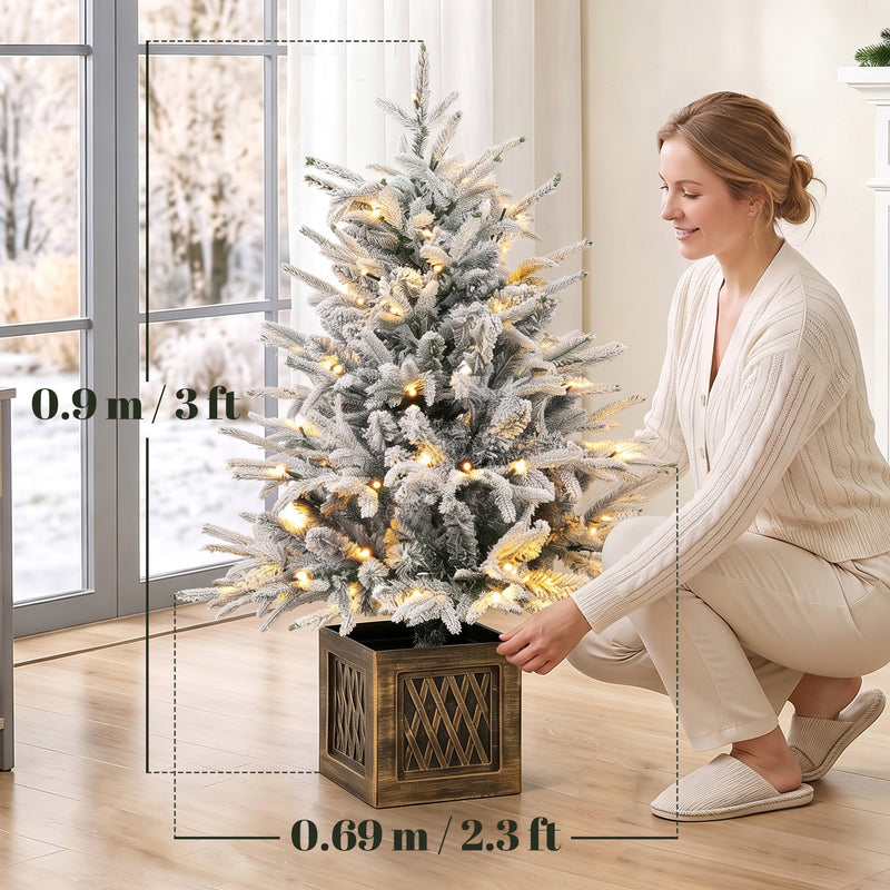90 cm pre-lit flocked tabletop tree – image 3