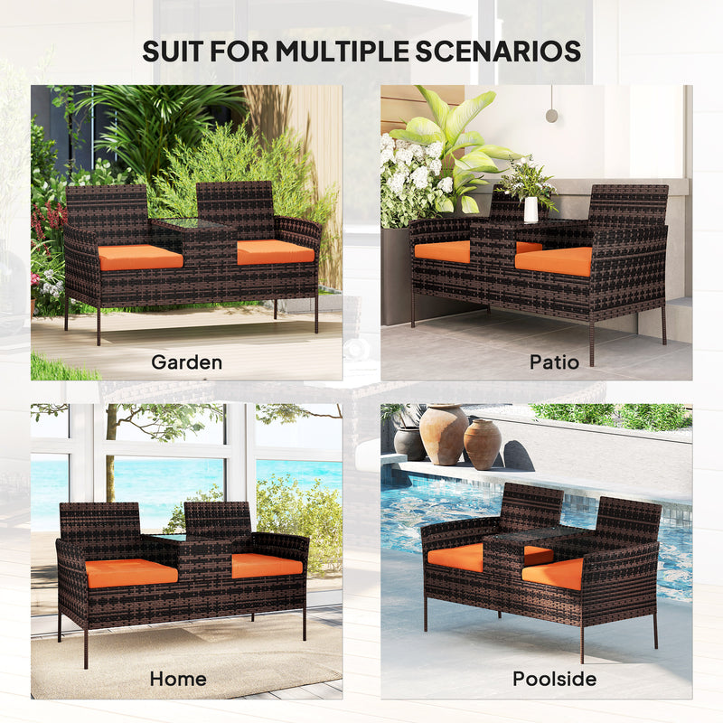 Rattan double chair with middle table – image 6