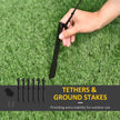 Ground stakes and tether ropes for securing the inflatable